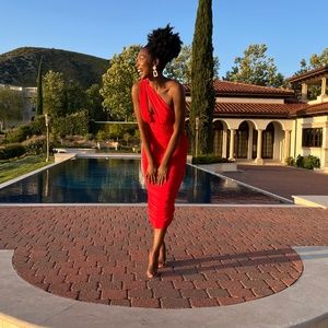 House of CB: red corset dress